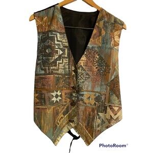 Ladies Multi-Color Vest L Belted Back